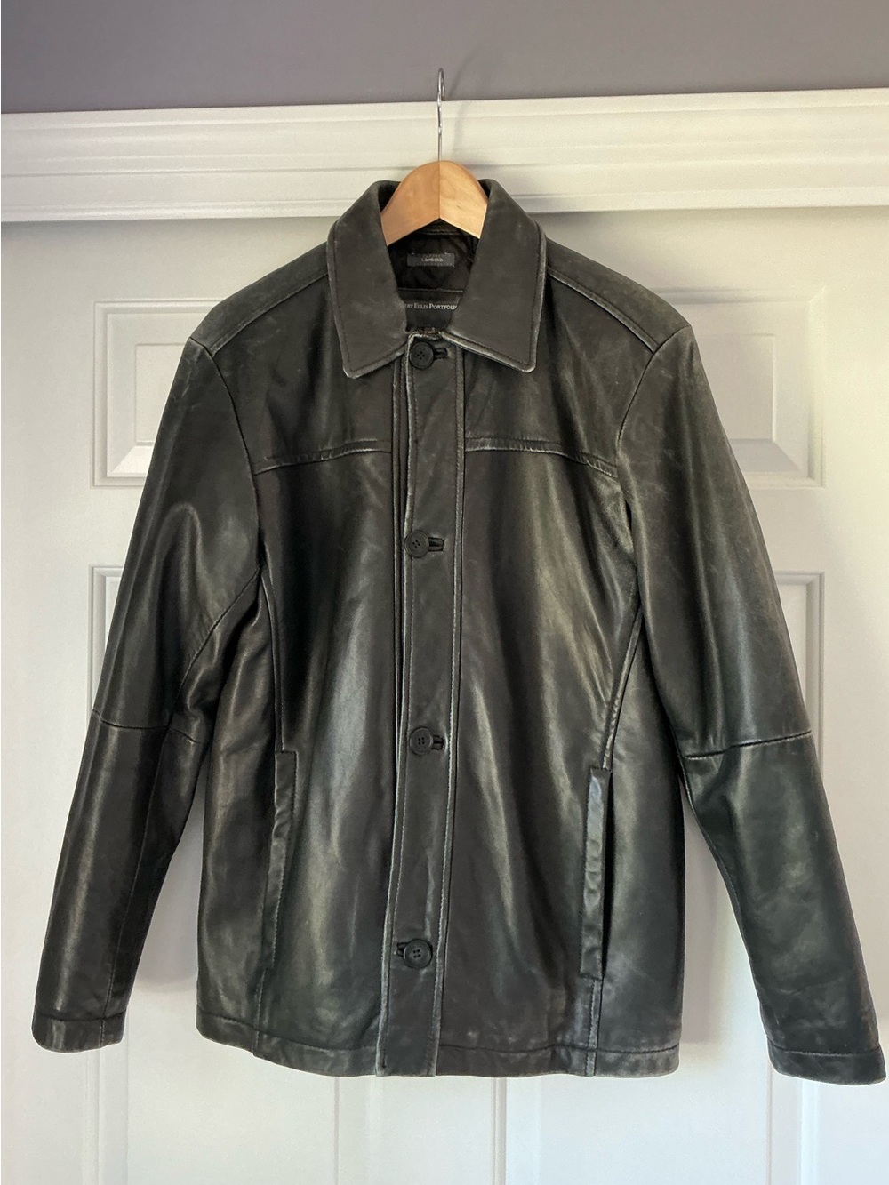 Vintage Perry Ellis Portfolio Men’s Lambskin Leather Car Coat Jacket S
